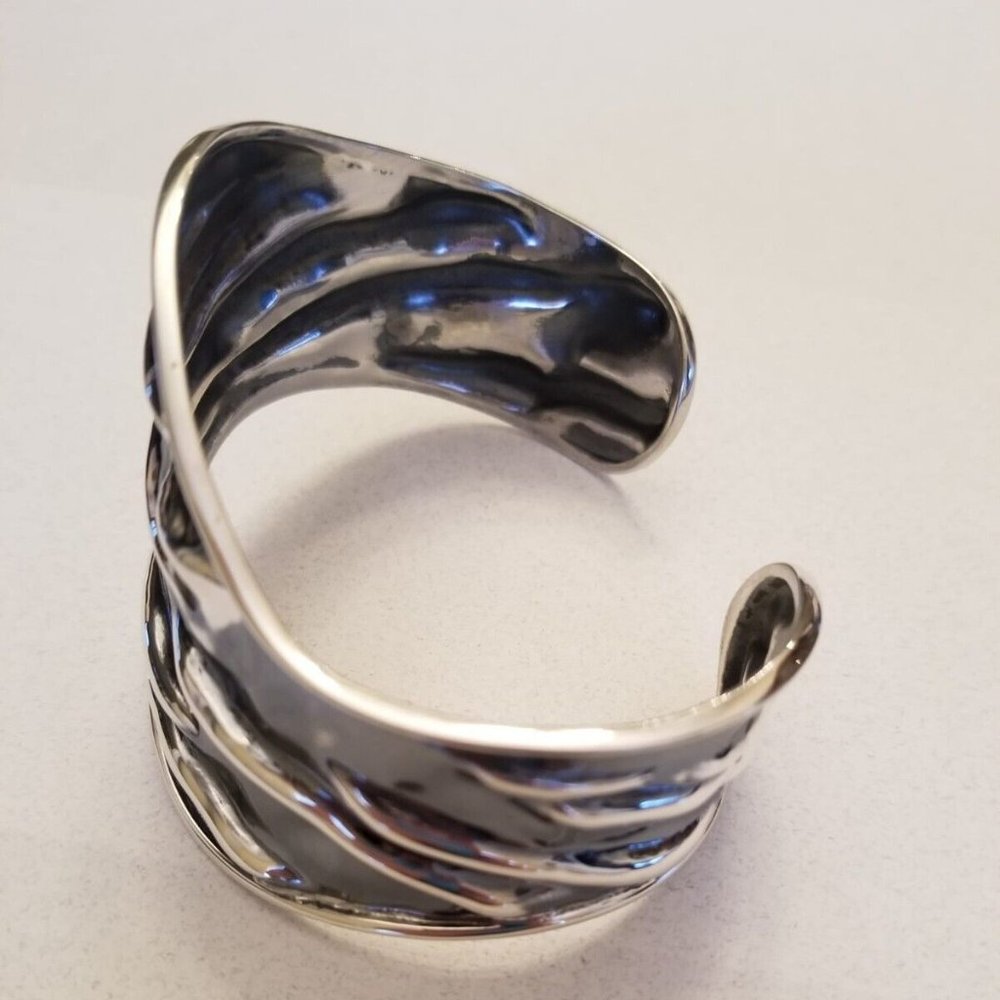 Solid Sterling Silver Oxidized Cascading Waves Wi… - image 6